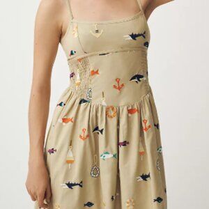NWT ANTHROPOLOGIE X MAEVE Sleeveless Square-Neck Drop-Waist Midi Dress